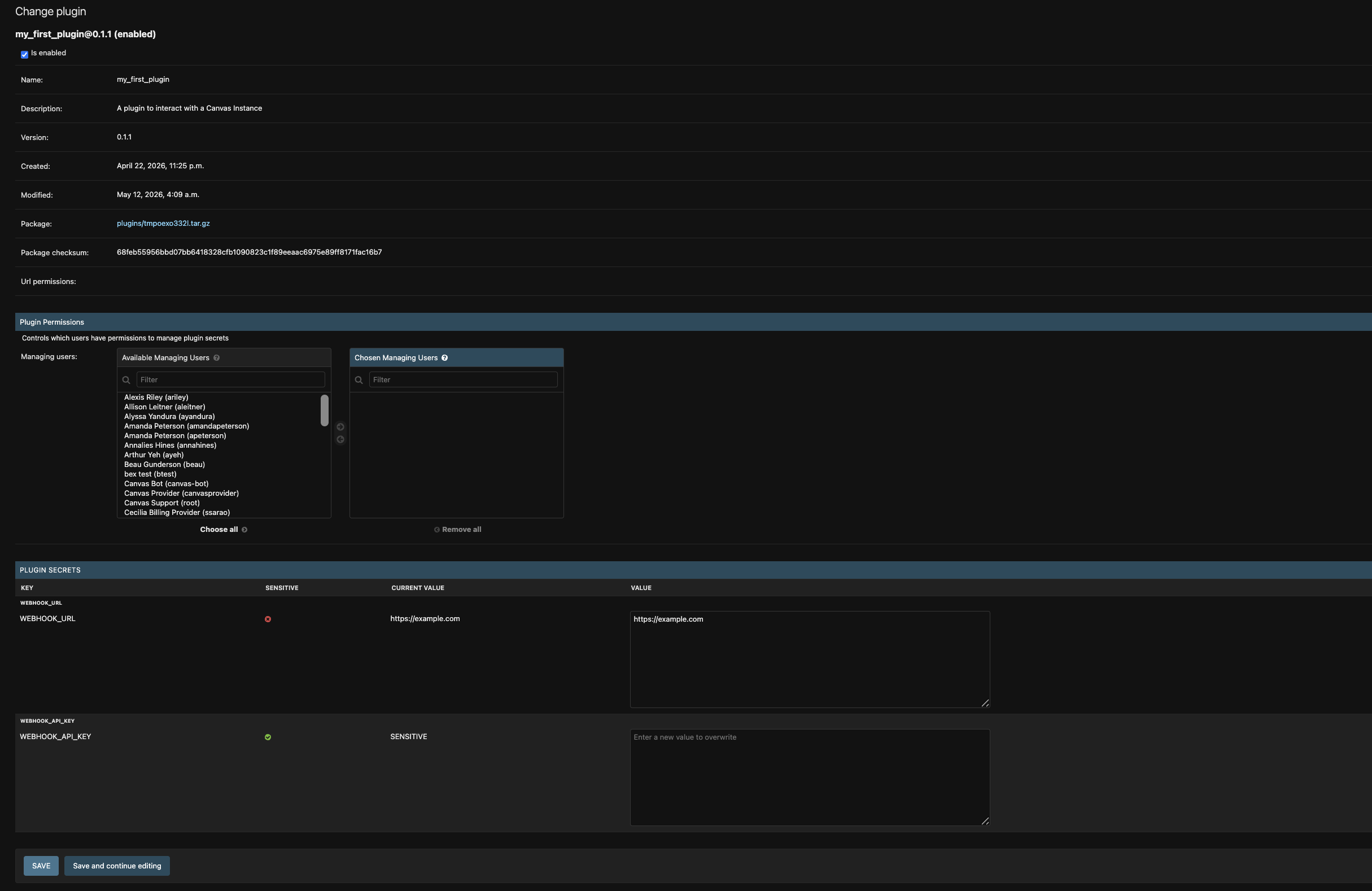 Setting plugin variables